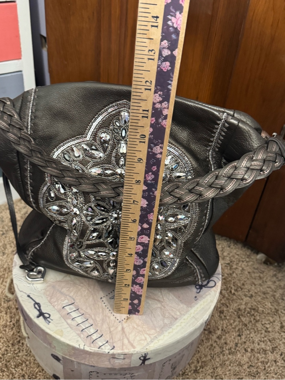 Brighton Purse & Wallet Set Y2K Slouchy Bag Leather with Sequin Medallion - Picture 7 of 16